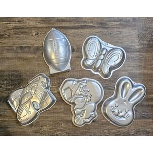 Wilton Cake Pans Lot Of 5 Seasonal Nascar Bunny Football Witch Butterfly Vintage